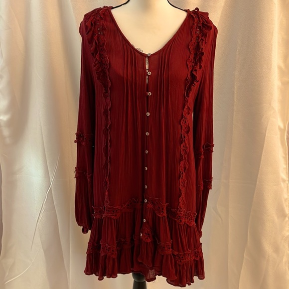Free people Snow Angle Mini Burgundy Dress Size Small - Picture 4 of 11